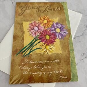 Happy Thanksgiving Flower 'Giving Thanks' Holiday Wishes Folded Greeting Card